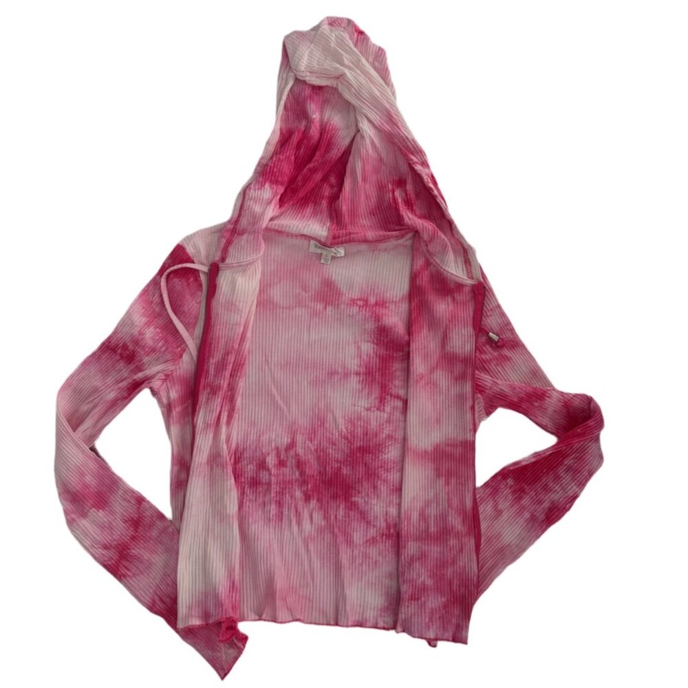 💖 NWT 3 Pc Pink Tie Dye Lounge Set Crop Cami Flare Pants Hoodie L 💖 - Picture 5 of 11